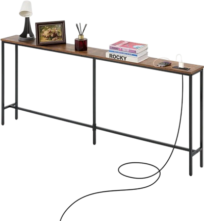 Vevor Console Table Narrow Sofa Table with Power Outlets 70.9
