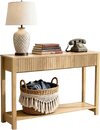 VEVOR 47 in Console Table, Farmhouse Desk Behind the Couch with Drawers and Bottom Storage Shelf, Wooden Rectangle Entrance Narrow Sofa Table for Hallway, Bedroom, Living Room, Foyer, Burlywood