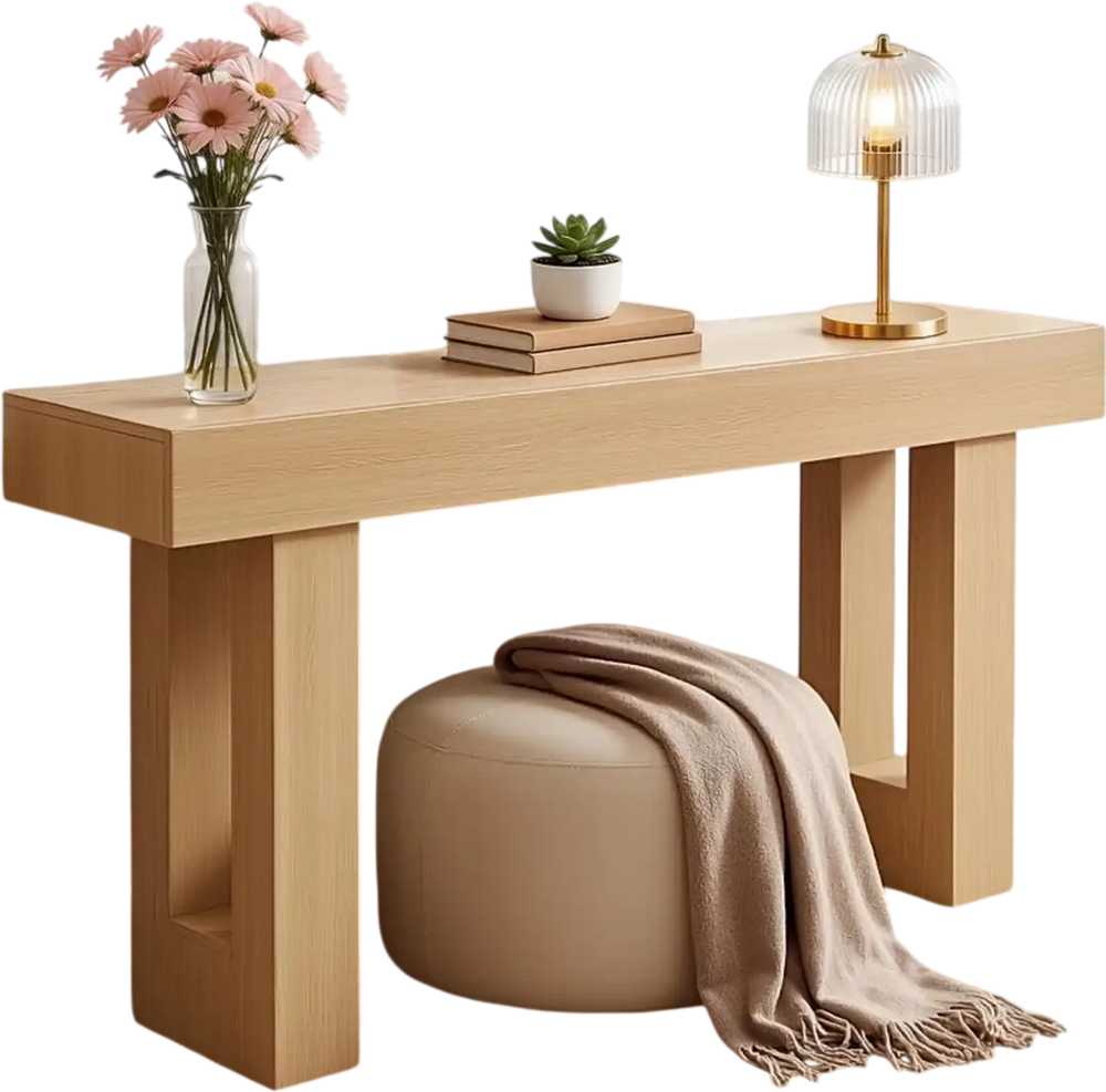 VEVOR 63 in Console Table, Farmhouse Desk Behind the Couch, Wooden Rectangle Entrance Desk, Narrow Long Sofa Table Accent Stand for Hallway, Bedroom, Living Room, Foyer, Easy Assembly, Burlywood