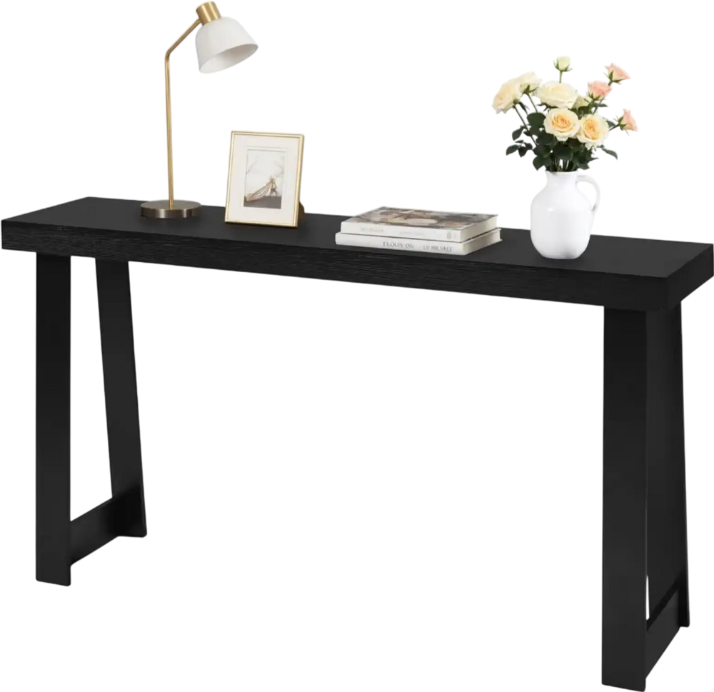 VEVOR 56 in Console Table, Modern Desk Behind the Couch, Wooden Rectangle Entrance Desk, Narrow Long Sofa Table Accent Stand, Ideal for Hallway, Bedroom, Living Room, Foyer, Easy Assembly, Black