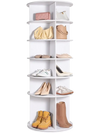 VEVOR 6 Tiers Rotating Shoe Rack Tower, 360°Spinning Shoe Display, Revolving Shoe Rack Storage Round Carousel, Lazy Susan Shoe Rack Organizer, Ideal for Bedroom, Living Room, Entryway, White