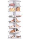 VEVOR 7 Tiers Rotating Shoe Rack Tower, 360°Spinning Shoe Display, Revolving Shoe Rack Storage Round Carousel, Lazy Susan Shoe Rack Organizer with Base for Bedroom, Living Room, Entryway, White