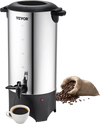 VEVOR Commercial Coffee Urn, 50 Cups Stainless Steel Large Coffee Dispenser, 1000W 110V Electric Coffee Maker Urn For Quick Brewing, Hot Water Urn with Detachable Power Cord for Easy Cleaning, Silver