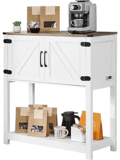 VEVOR Coffee Bar Cabinet, 31.5 x 13.8 x 34.6 in Farmhouse Coffee Bar Cabinet with 3-Tier Storage, Coffee Bar Table with Magnet Doors, Farmhouse Sideboard Buffet Cabinet for Living Room, Entryway