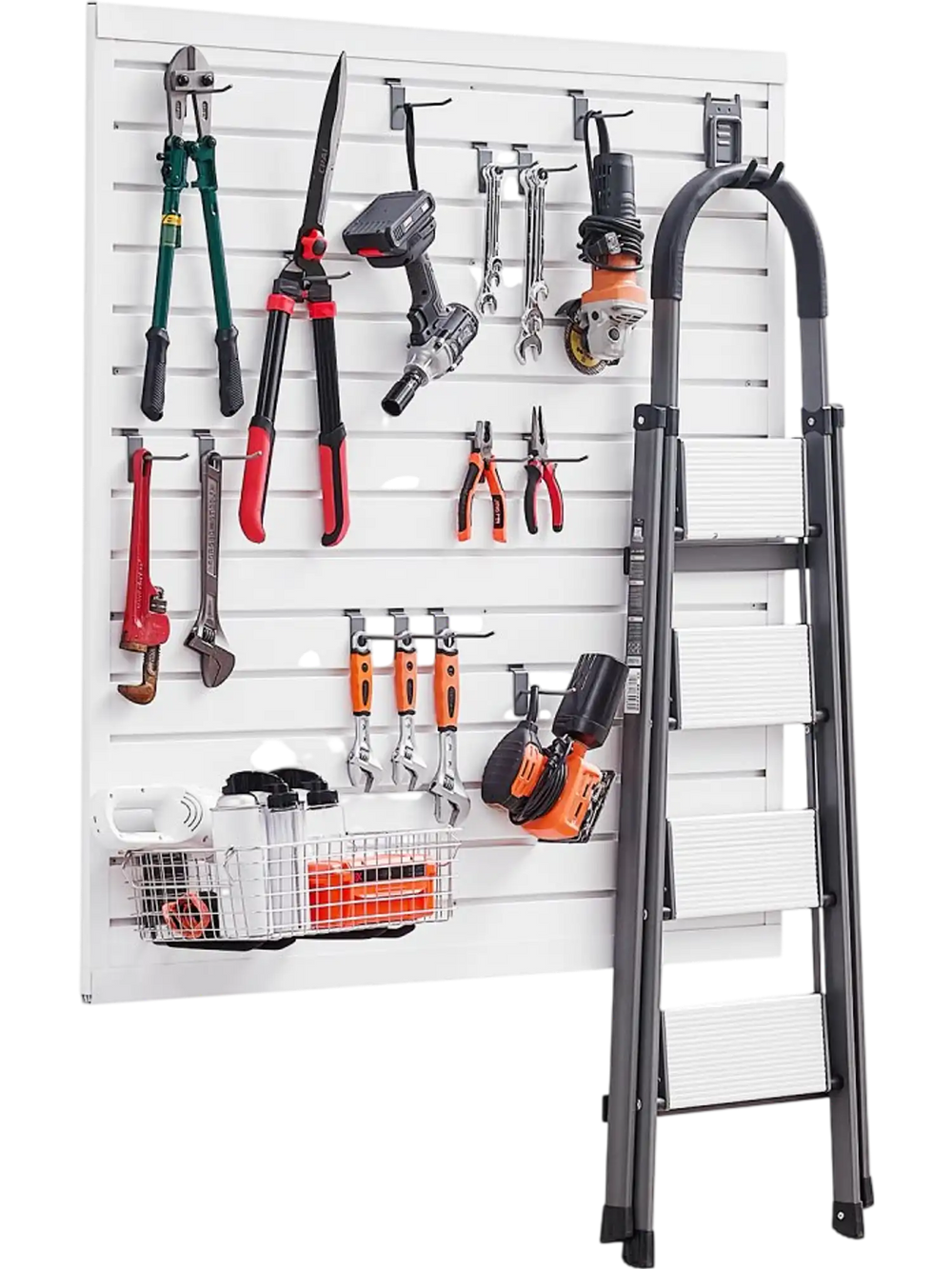 VEVOR Slat Wall Paneling, 4 x 4 ft, PVC Garage Slatwall with Modular Design, White Slat Wall Easy-to-Install Adjustable Slatwall Panel with Coupling Structure & DIY Cutting, Fits for Storage & Display