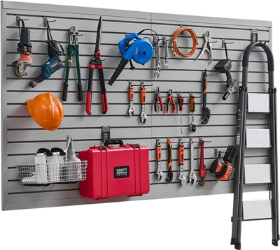 Vevor Slat Wall Paneling 8' x 4' PVC Garage Slatwall Gray New