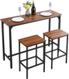 VEVOR Bar Table, 3PCS 47″ Bars Tables Set, Bar Tables and Chair Set with Rounded Edge Design, Rectangular Pub Table with Two Stools for Office Desk, Breakfast Corner, Mini Bars, Rustic Brown, Black