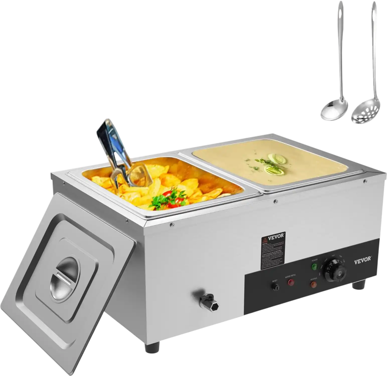 Vevor Food Warmer 2-Pan 24 qt Commercial Electric Steam Table Buffet Bain Marie New