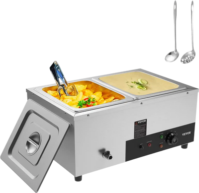 Vevor Food Warmer 2-Pan 24 qt Commercial Electric Steam Table Buffet Bain Marie New