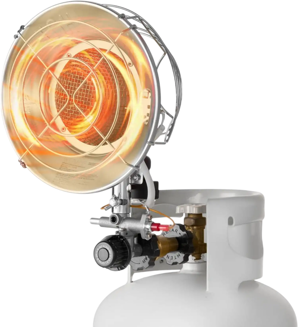 VEVOR Propane Tank Top Heater, 15000 BTU Rapid Heating 180-Degree Infrared Radiant Tank Top Gas Heater, Stepless Temperature Adjustment for Ice Fishing/ Hunting/Outdoor Work, Single Burner Round