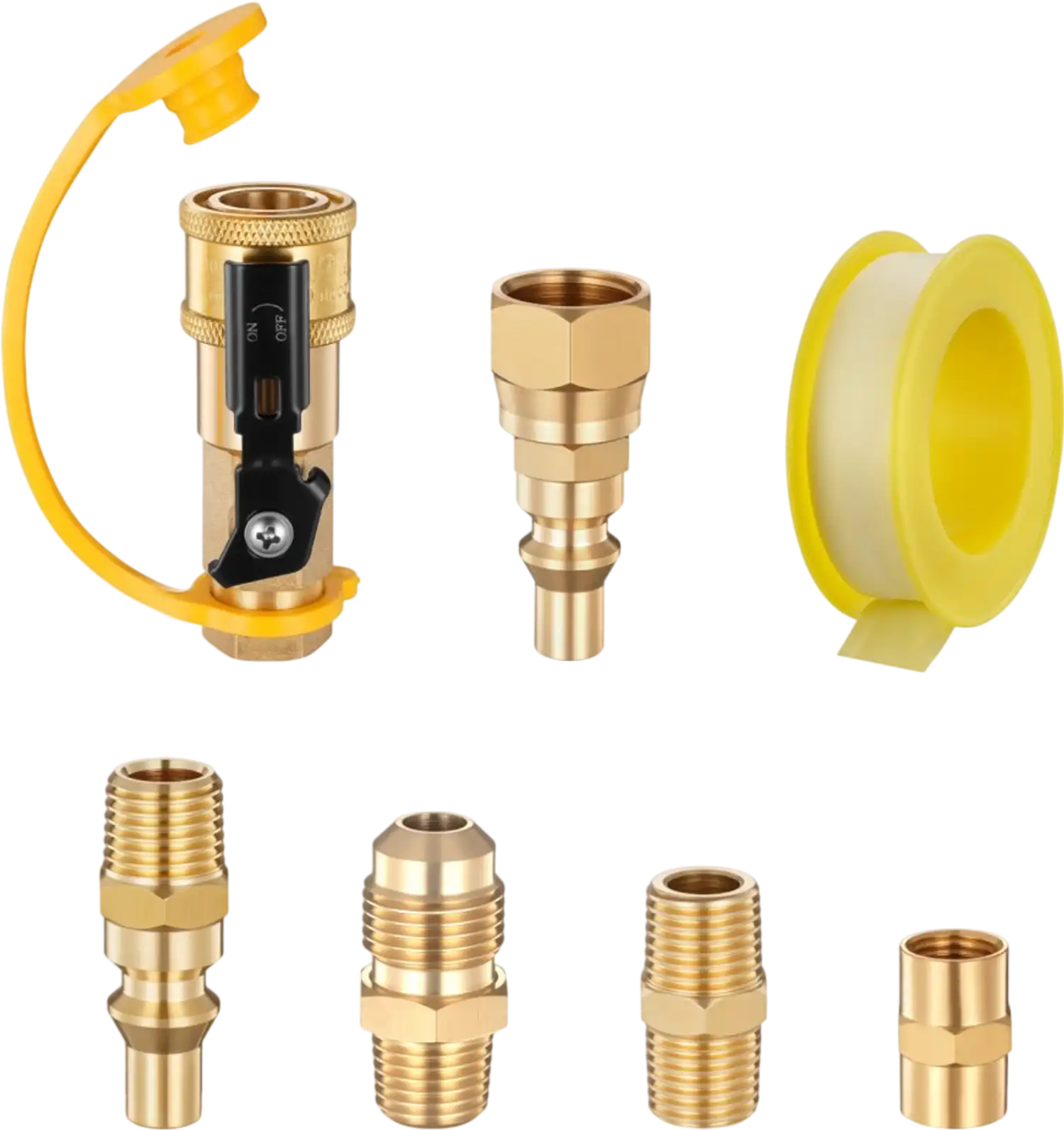 Vevor Propane Quick Connect Fitting Kit 7-Piece Brass Adapter Set New