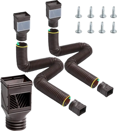 VEVOR Rain Gutter Downspout Extensions, 2-Pack Flexible Downspout Extender, Down Spout Drain Extension Extendable from 22