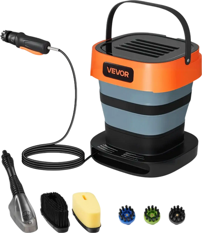 VEVOR Portable Cordless Pressure Washer with 2.64 Gal Tank, Foldable Power Washer 109 Max PSI, 3 Nozzles, Magnetic Sponge Brush & Soft Bristle Brush,78.7 in Hose, for Bike Cleaning, Patio, Camping