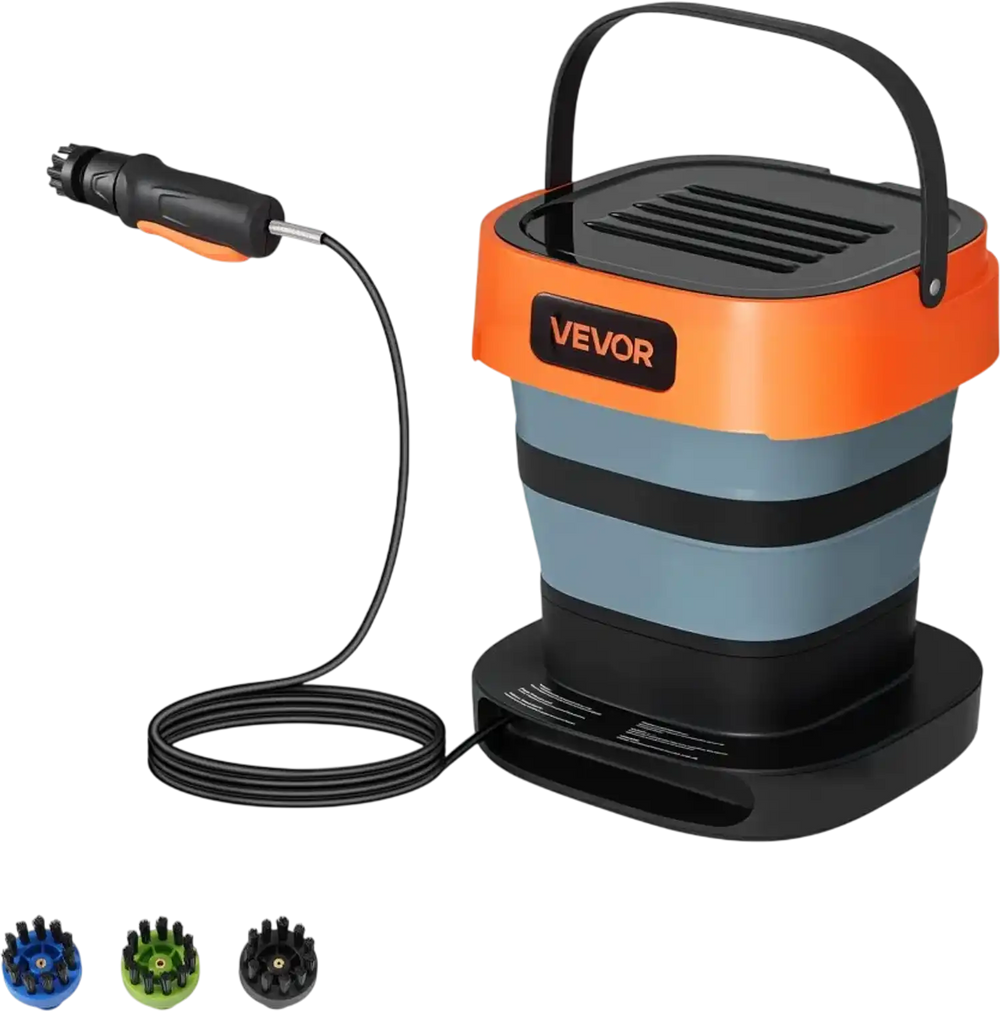 VEVOR Portable Cordless Pressure Washer with 2.64 Gal Tank, Foldable Power Washer 109 Max PSI 0.79 Max GPM, 3 Nozzles,Flexible 78.7 in Hose, Type-C Charging, for Bike Cleaning, Patio, Camping, Garden