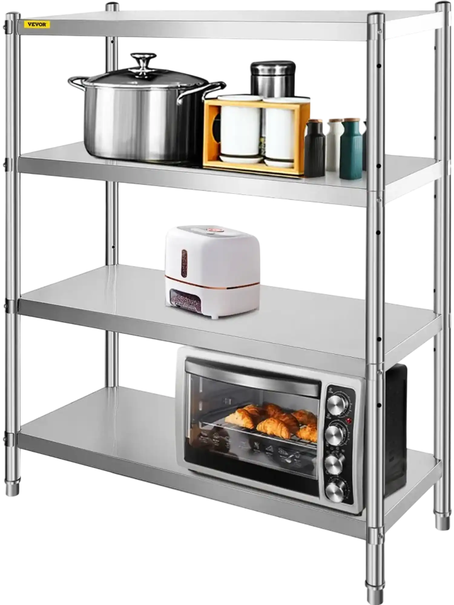 Vevor Storage Shelf 4-Tier Adjustable Stainless Steel Shelving Unit 46.8