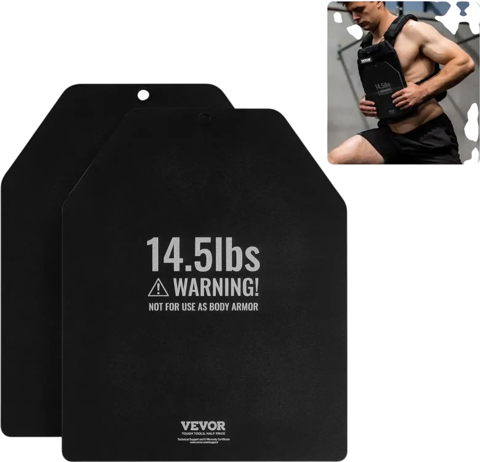 Vevor Weight Vest Plates 2 x 14.5 lbs Premium Steel Flat Plate Set New