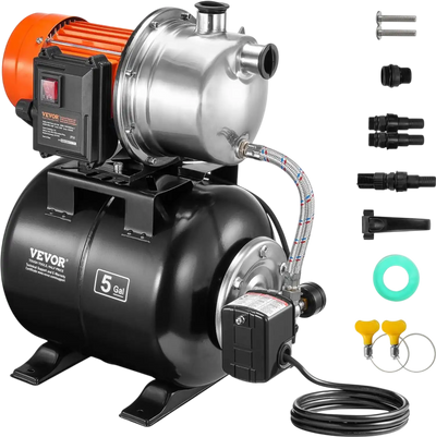 Vevor Shallow Well Pump 1.6 HP 1320 GPH with Pressure Tank New