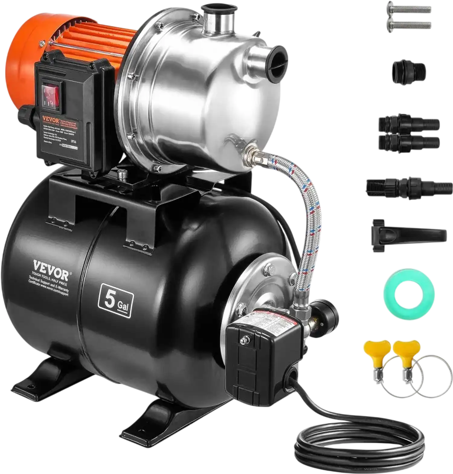 Vevor Shallow Well Pump 1 HP Pressure Tank 1000 GPH Automatic Irrigation Water Booster New