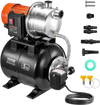 VEVOR 1 HP Shallow Well Pump with Pressure Tank, 1000 GPH, Automatic Irrigation Water Booster Pump with 130 ft Head Lift 20/40 PSI Pressure Switch, 304 Stainless Steel Pump Head for Home Garden Lawn