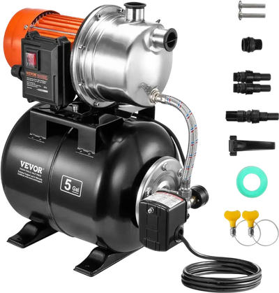 Vevor Shallow Well Pump 1 HP Pressure Tank 1000 GPH Automatic Irrigation Water Booster New