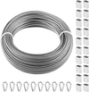 VEVOR Wire Rope Kit, 1/8" 100 ft 316 Stainless Steel Cable with 20 Sleeves and 10 Thimbles, 1600 lbs Breaking Strength, 7x7 Strands Marine Aircraft Grade for Handrail Stair Decking Fence Outdoors