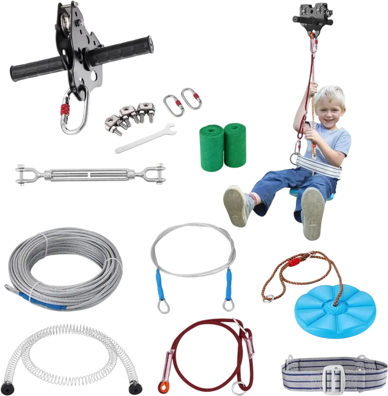 Vevor Zipline Kit 80' Backyard Outdoor Quick Setup with Seat, Spring Brake, and Safety Harness New