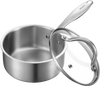 VEVOR 1.5 QT Saucepan, Stainless Steel Saucepan with Glass Lid, Multipurpose Nonstick Stainless Steel Small Cooking Sauce Pot with Ergonomic Handle, Friendly for Oven, Dishwasher, Induction Cooker