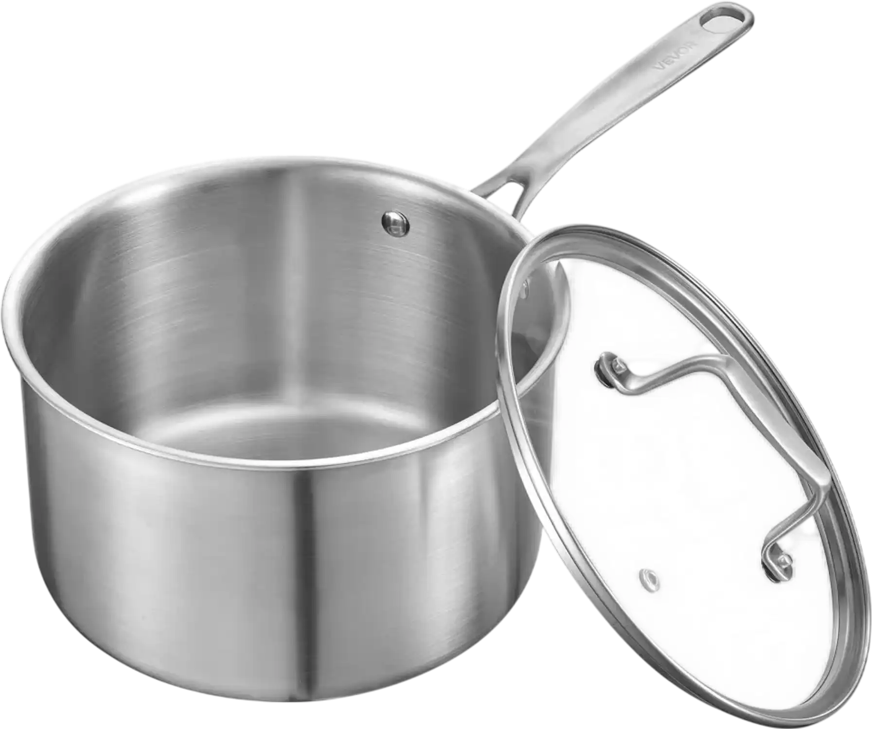 Vevor Saucepan 4 Qt Stainless Steel with Glass Lid New