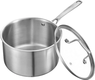 Vevor Saucepan 4 Qt Stainless Steel with Glass Lid New