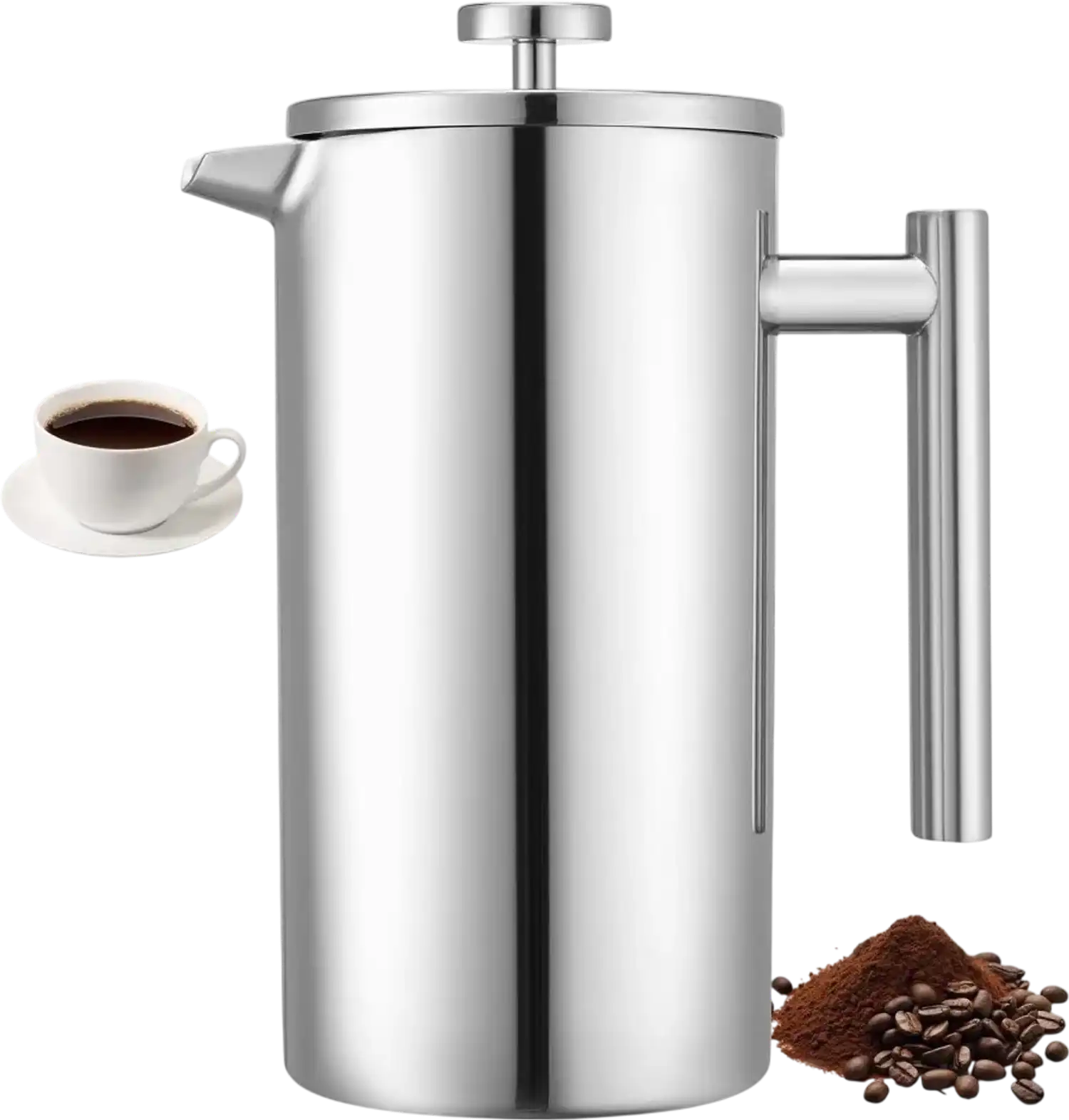 Vevor French Press Coffee Maker 51 oz Stainless Steel Silver New