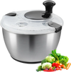 VEVOR Stainless Steel Salad Spinner, 4.75Qt, One-handed Easy Press Large Vegetable Dryer Washer, Lettuce Cleaner and Dryer with 304 Stainless Steel Bowl, for Greens, Herbs, Berries, Fruits, No BPA