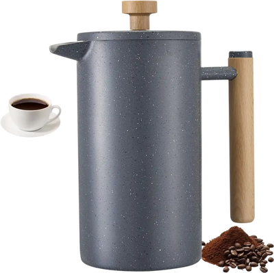 VEVOR French Press Coffee Maker, 34 Ounce 1 Liter Stainless Steel Coffee Press Tea Maker with Filter, Large Double Wall Insulated French Presses Cold Brew for Camping Travel Home Kitchen, Black