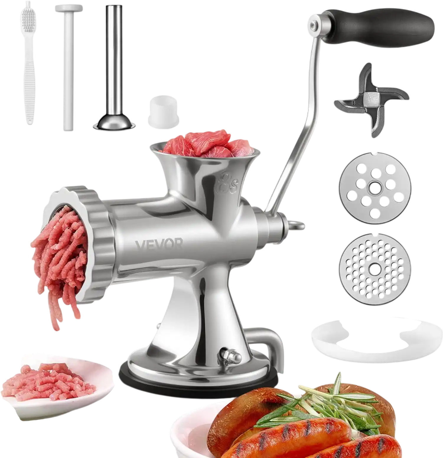 Vevor Meat Grinder Manual Stainless Steel Hand Crank Mincer Sausage Maker New