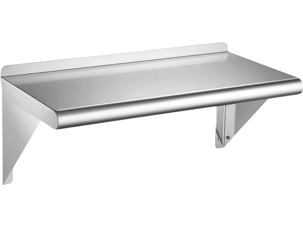 VEVOR Stainless Steel Shelf 12" x 24" Commercial Wall Mount Floating Shelf, Heavy-Duty Storage Rack with Brackets, 250LBS Strong Capacity, Easy to Clean, Suitable for Restaurant, Home Kitchen, Garage