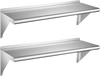 VEVOR Stainless Steel Shelf 12" x 36" 2-Pack Wall Mount Floating Shelf, Heavy-Duty Commercial Shelves with Brackets, 300LBS Capacity, Easy to Clean, Suitable for Restaurant, Home Kitchen, Garage