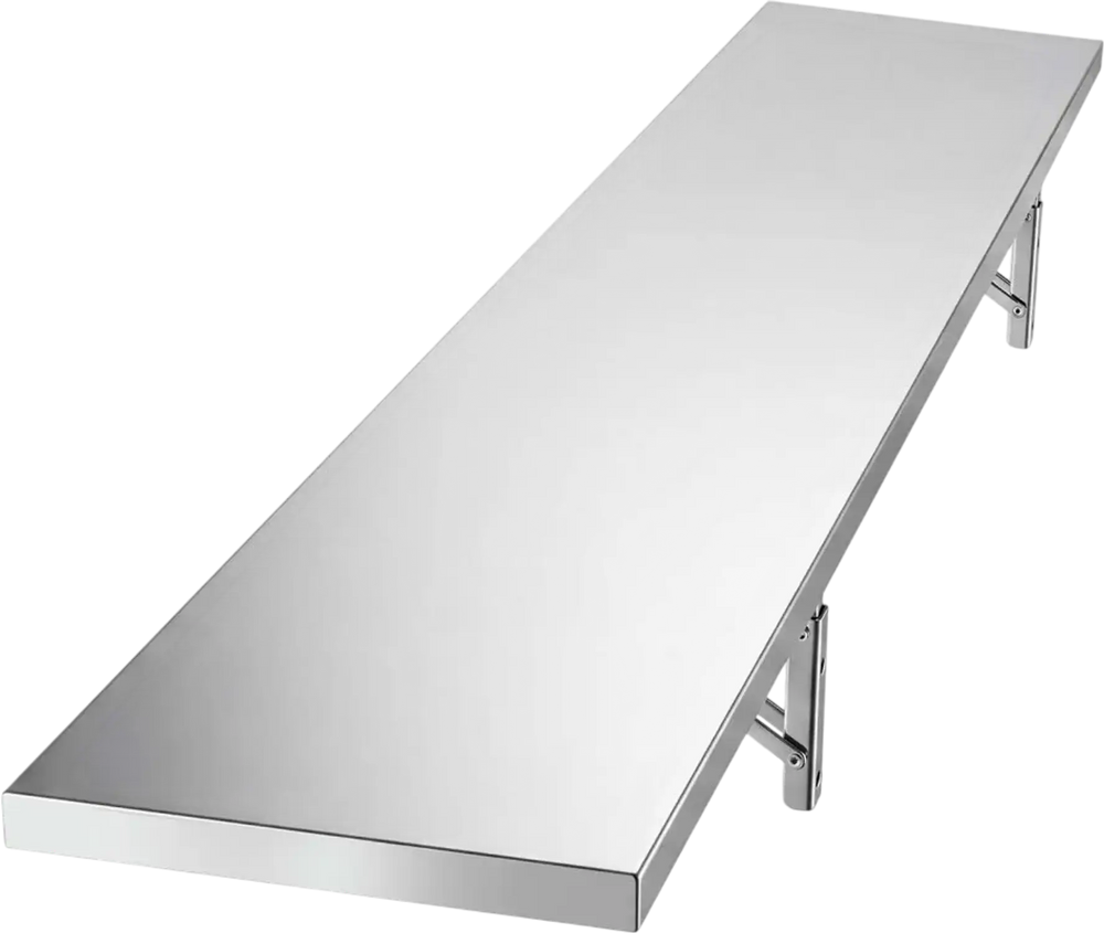 VEVOR Stainless Steel Shelf 12" x 72" Foldable Wall Mount Floating Shelf, Heavy-Duty Commercial Shelves with Brackets, 300LBS Capacity, Easy to Clean, Suitable for Restaurant, Home Kitchen, Garage