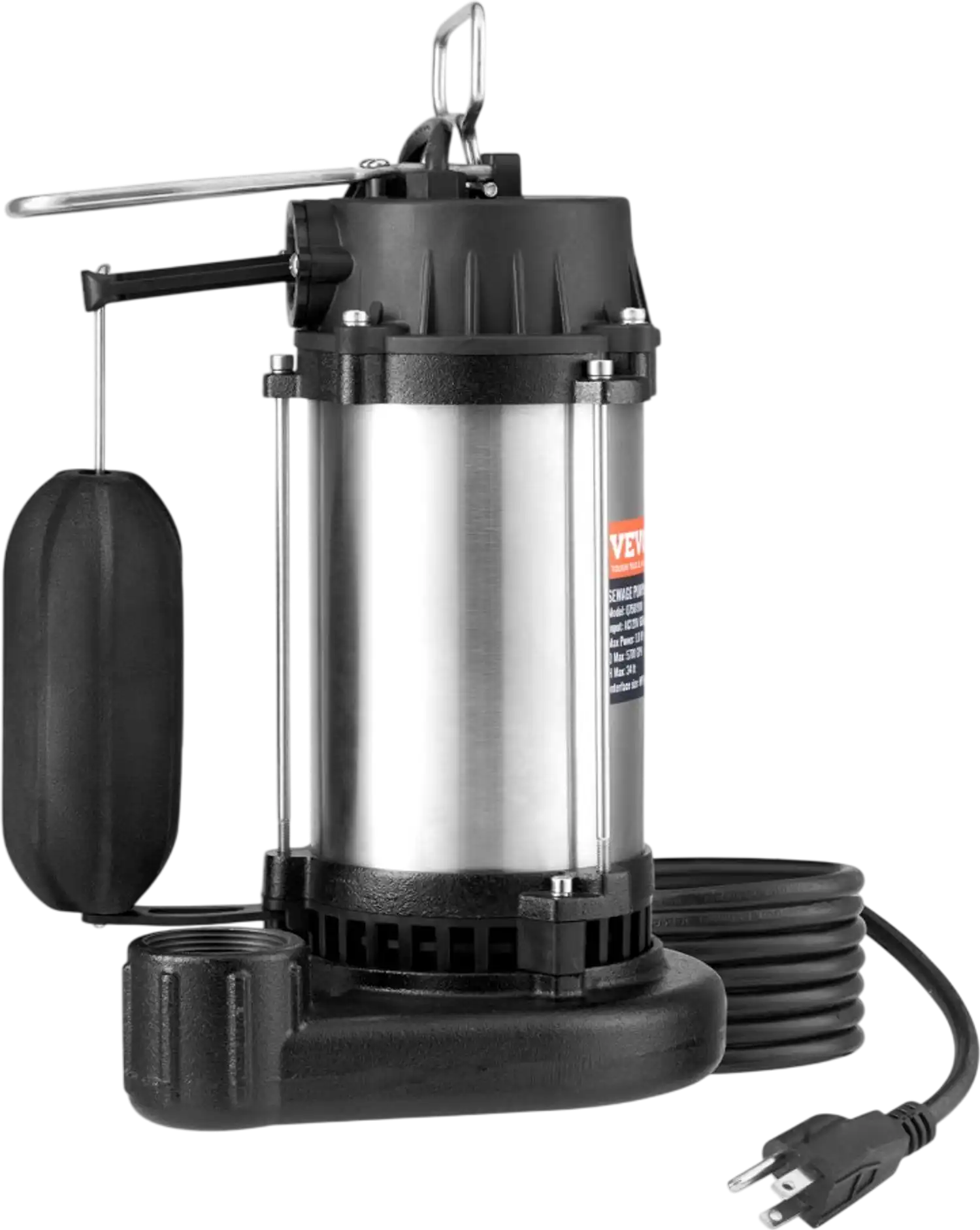 Vevor Sewage Pump Submersible 0.5HP 4188 GPH 24' Lift New
