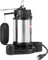 VEVOR Submersible Sewage Pump, 0.5HP 4188GPH, Cast Iron Sewage Water Pump with 24 ft Lift 10 ft Power Cord and Automatic Float Switch, Stainless Steel for Clean Flooded Basement Yard Farm Sewer