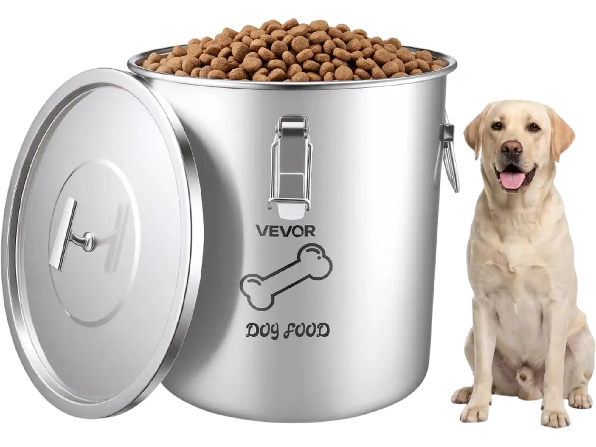 Vevor Dog Food Storage Container Stainless Steel 5.28 Gal Airtight Bin New