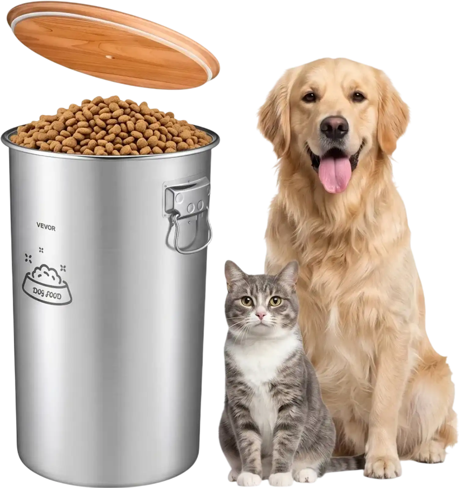 Vevor Dog Food Storage Container Stainless Steel 30 lbs 9.25 Gal Airtight Bin New