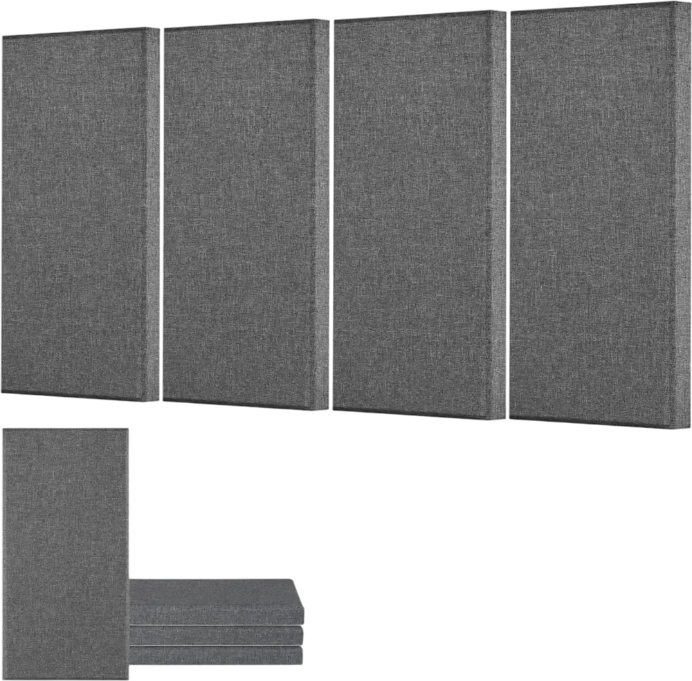 VEVOR 4 PCS Acoustic Panels, 2 inch Thick 23.6 x 11.8 inch Fiberglass Sound Absorbing Panels, Self-adhesive Soundproof Wall Boards, for Studios, Office, Home Theater,Meeting Room, Gray