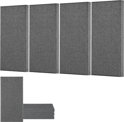 VEVOR 4 PCS Acoustic Panels, 2 inch Thick 23.6 x 11.8 inch Fiberglass Sound Absorbing Panels, Self-adhesive Soundproof Wall Boards, for Studios, Office, Home Theater,Meeting Room, Gray
