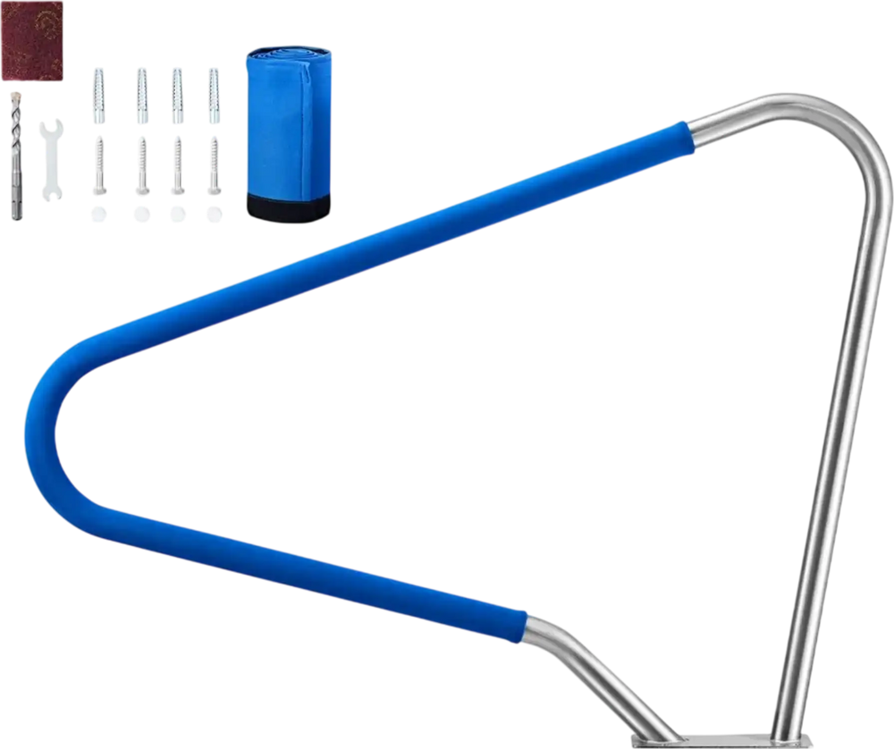 VEVOR Pool Rail, 48 x 36 inch Pool Handrail, 220 lbs Load Capacity Heavy Duty 304 Stainless Steel Swimming Handrail, Detachable Nonslip Sleeve, Rich Accessories, for Poolside, Water Parks, Spa Centers