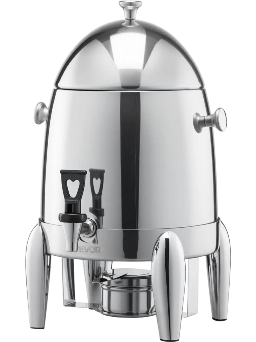 VEVOR Stainless Steel Beverage Dispenser, 2.7 Gallon Drink Dispenser  with Alcohol Burner, Hot & Cold Drink Dispensers for Coffee Tea Hot Water, with Spigot Ice Tube, for Restaurants, Hotels, Parties