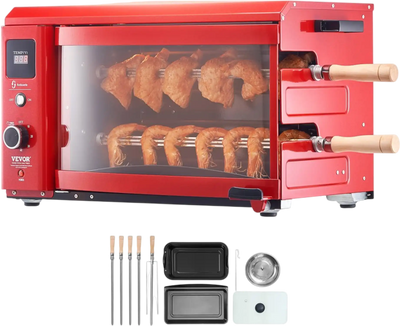 VEVOR Shawarma Grill Machine, 2 Strings of Barbecue Capacity, Chicken Shawarma Cooker Machine, Electric Broiler Gyro Rotisserie Oven Doner Kebab Machine, for Home Restaurant Kitchen Parties