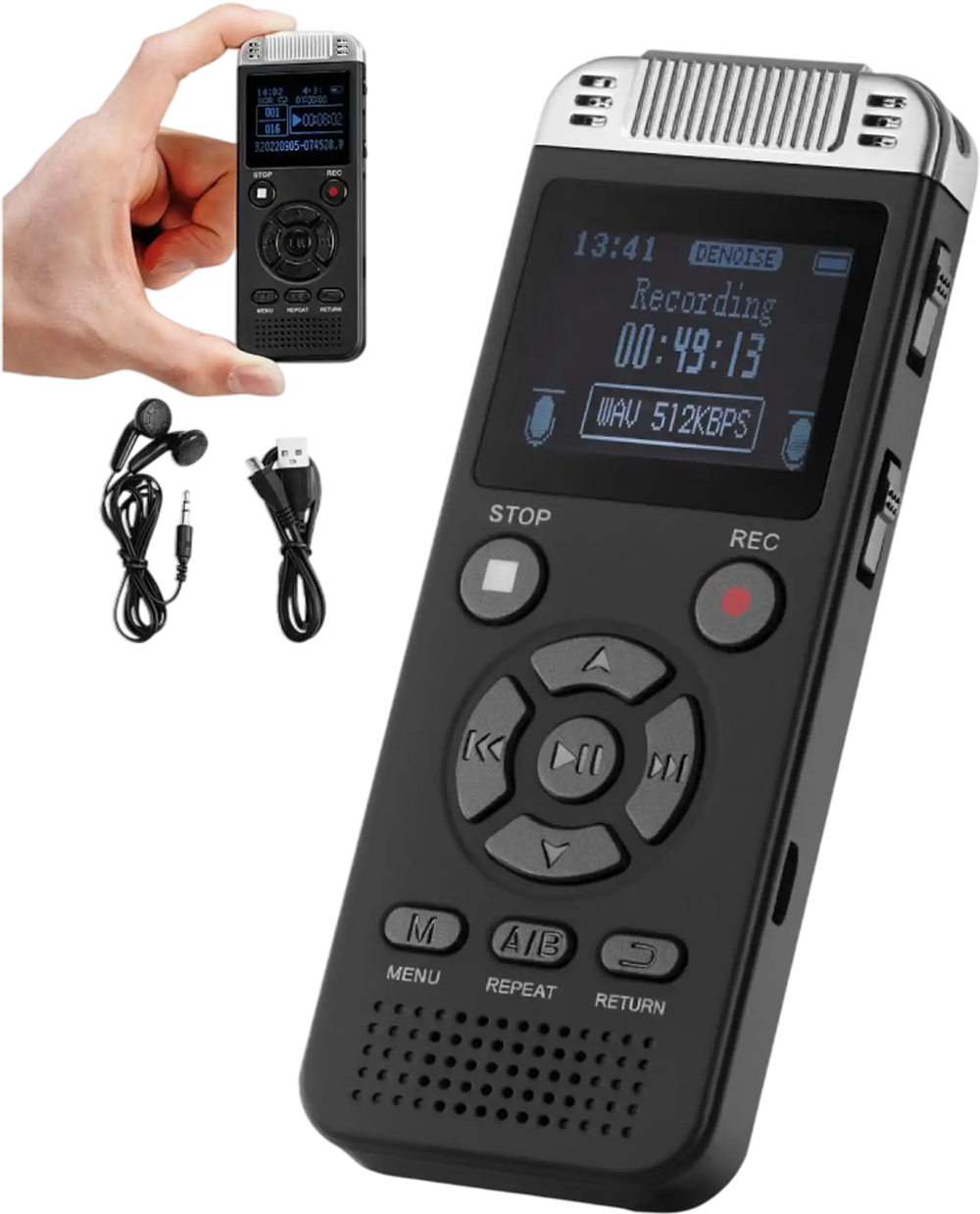 VEVOR Digital Voice Recorder, 128GB, Voice Activated Recorder with Playback, Audio Recording Device with Password USB, 8730 Hours of Storage 40 Hours of Continuous Recording, for Lectures, Meetings