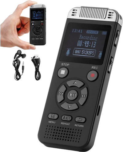 Vevor Digital Voice Recorder 128GB Voice-Activated Audio Recorder with Playback New