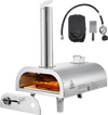 VEVOR Dual Fuel Pizza Oven Outdoor, 12 Inch Wood Fire & Propane Gas Pizza Oven, Pellet & Propane Pizza-Maker with Thermometer, Stainless Steel Pizza-Cook for Outside Camping & Backyard