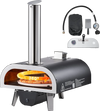 VEVOR Dual Fuel Pizza Oven Outdoor, 12 in Wood Fire & Propane Gas Pizza Oven, Pellet & Propane Pizza-Maker with Thermometer, Iron Spray Electric Rotation Pizza-Cook for Outside Camping & Backyard