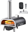 VEVOR Outdoor Pizza Oven, 12 in Wood Fired Pizza Ovens, Pellet Pizza-Stove with Thermometer & Electric Rotation, Portable Pizza-Maker for Outside Backyard Patio Camping, Pizza-Stone, Carry Bag, Shovel